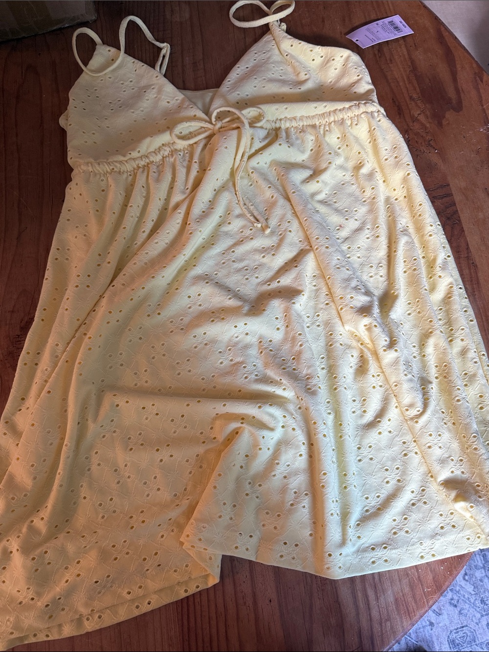 wild fable Yellow Eyelet Spaghetti-Strap Sundress